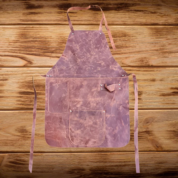 Pechera de parrillero de cuero natural deli